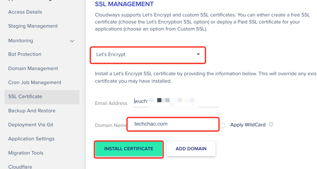 cloudways添加SSL